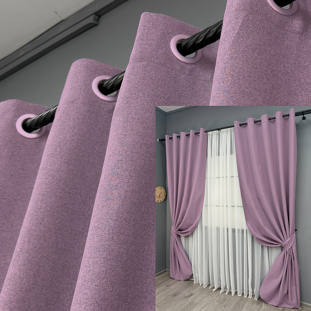 Комплект штор на люверсах VR-Textil Блэкаут двусторонний ASHEN NIGHT № 1844ш Сиреневый 150х270 см 2 шт (37-0285) Киев - изображение 1