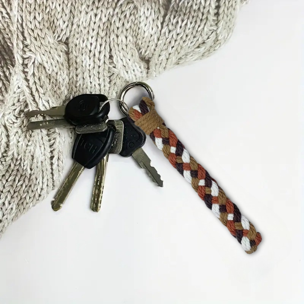 Набір макраме для в'язання і плетіння брелока «Косичка» для ключів колір білий, помаранчевий, 2 відтінки коричневого Кам'янець-Подільський - фото 3