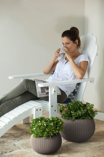 Подвесной горшок с кашпо для цветов Keter Cozies M, бежевый, 36 см Киев - изображение 4