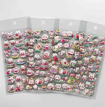 3D стікери котики – 1 лист (колір випадковий) Київ