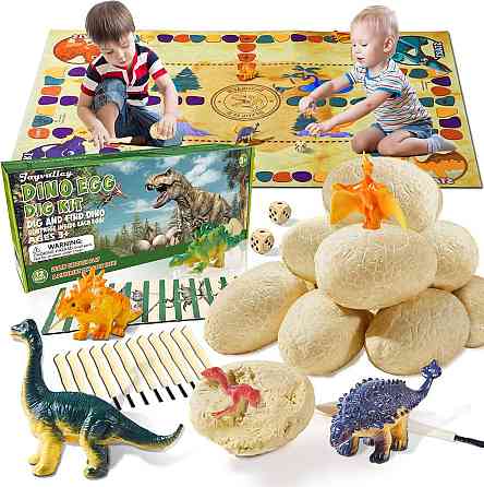 STEM набір археолога для розкопок “Яйця динозаврів” з 12 фігурками, ігровим полем, картками та інструментами для дітей 5–10 років Київ