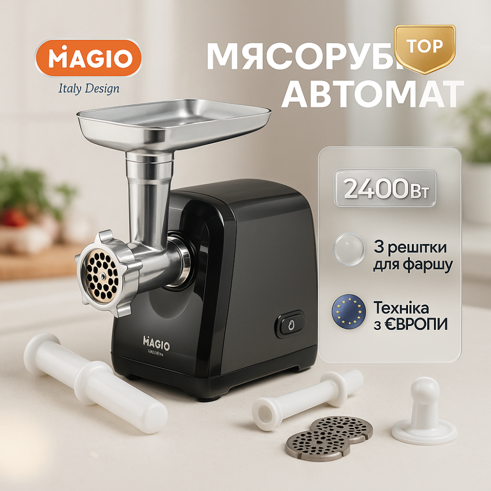 Топ м'ясорубок Magio MG-269 2400Вт, М'ясорубки для ковбаси, Потужна побутова електром'ясорубка для дому XN-89 Львів - фото 18