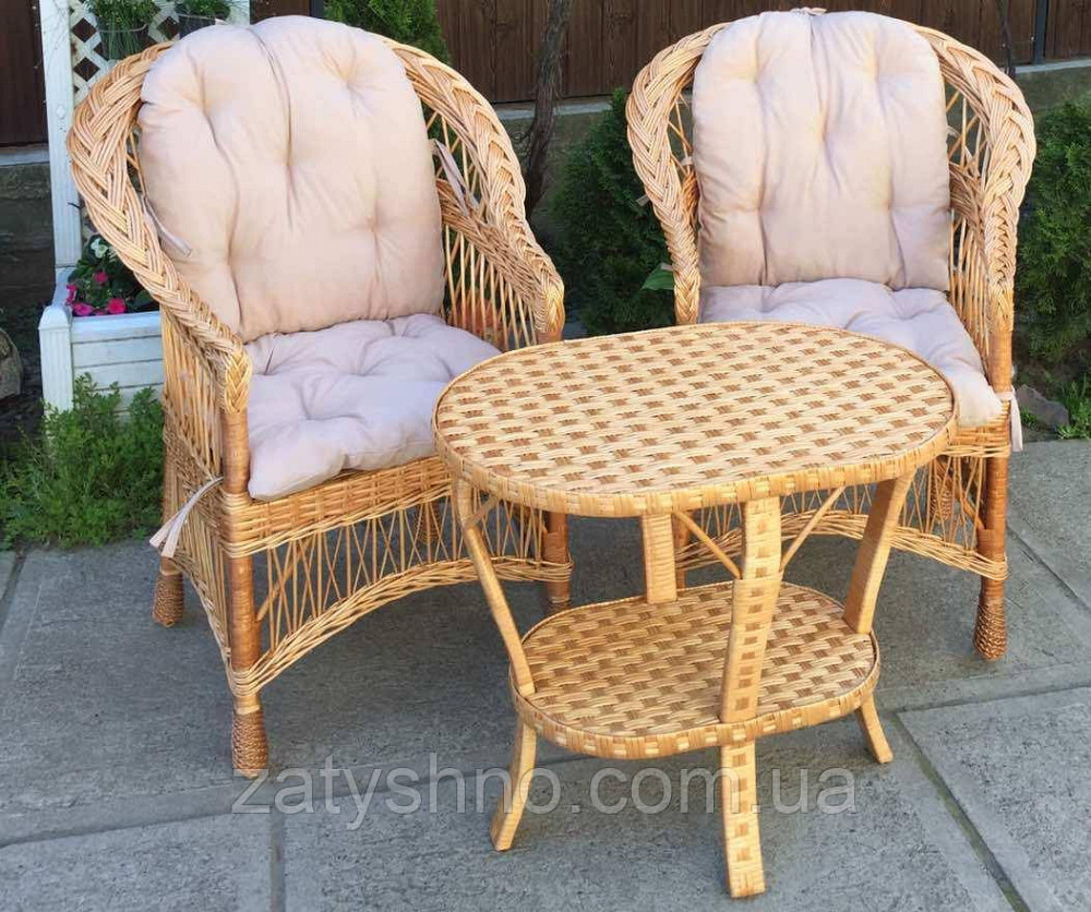 Меблі плетені з журнальним столом | меблі з лози з накидками меблі з лози плетені Київ - фото 1