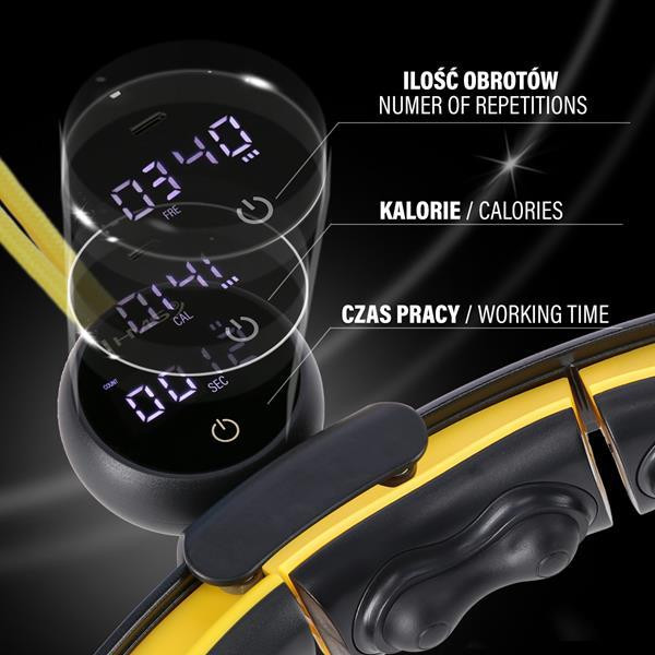 Хула-хуп магнітний з обважнювачем та лічильником HMS HHM21, чорно-жовтий Київ - фото 7