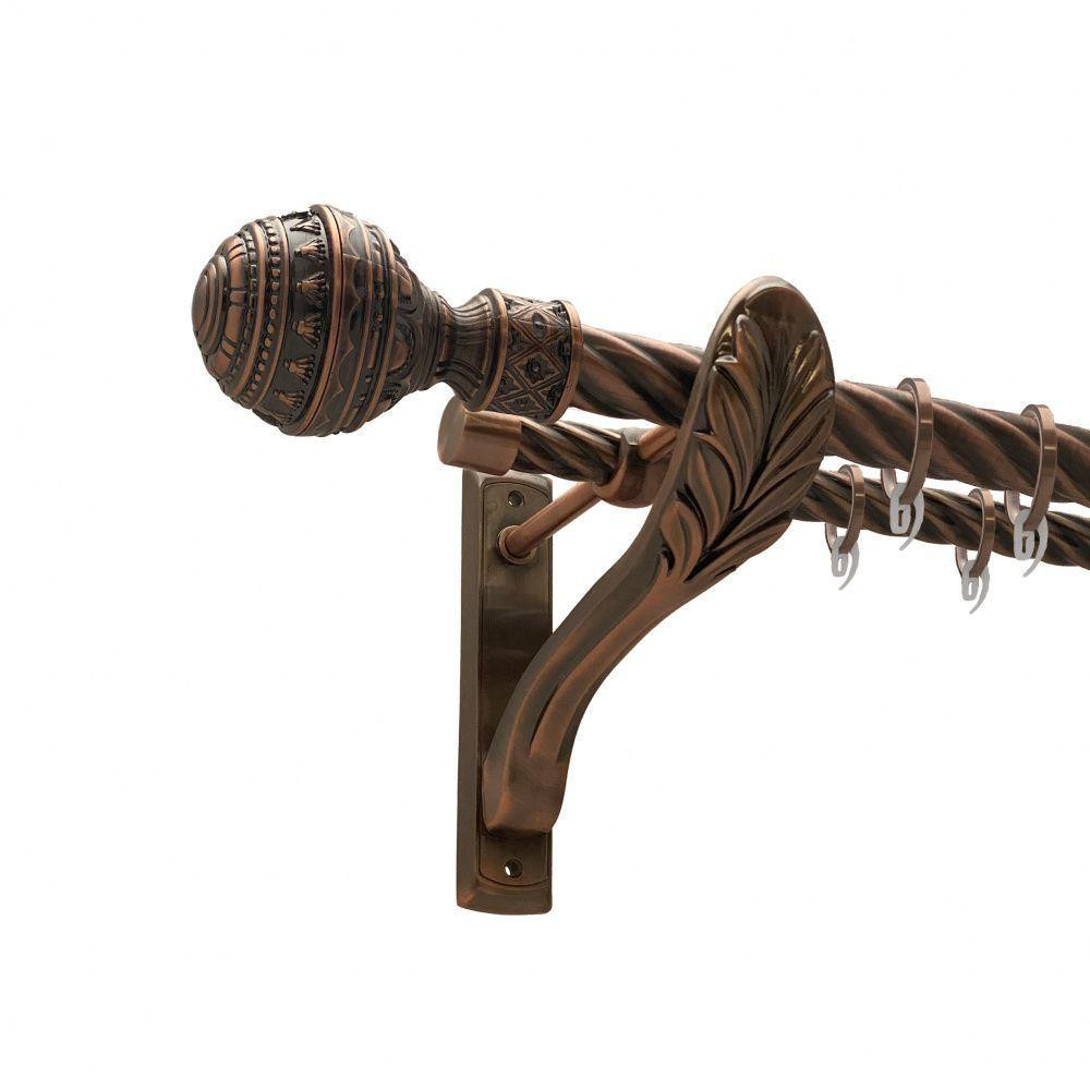 Карниз Orvit Арабеска металевий дворядний ретро скручена труба кільце фасонне металеве  Мідь 25\19 мм 300 см (00-00010003) Львів - фото 1