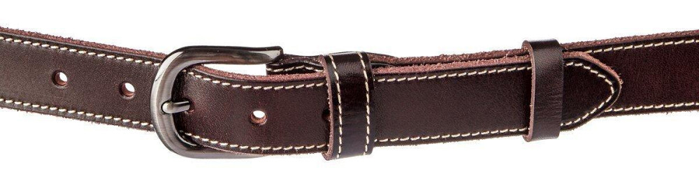 Ремень унисекс со строчкой по краям Темно-коричневый (Vintage) Киев - изображение 6