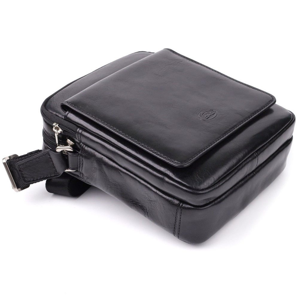 Отличная мужская сумка с карманами из гладкой натуральной кожи Tony Perotti 20857_1 (9148-17 nero) Черный Киев - изображение 5