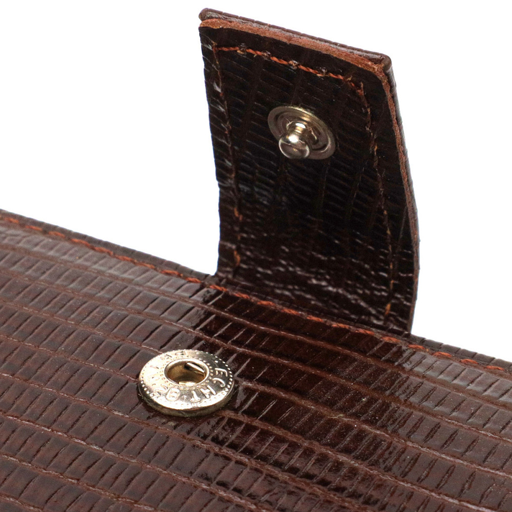 Оригінальне вертикальне чоловіче портмоне середнього розміру з натуральної шкіри з тисненням CANPELLINI 21734 Коричневе Київ - фото 3
