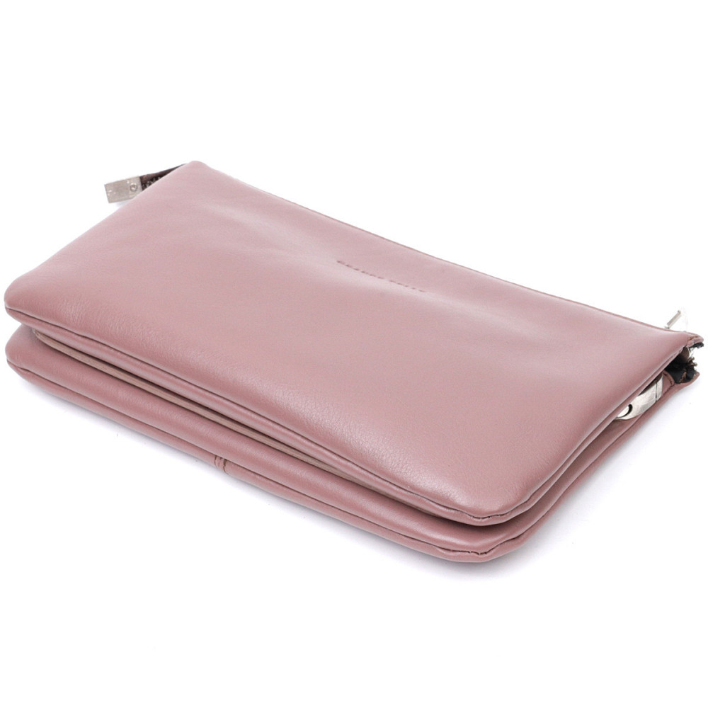 Красивый женский клатч из натуральной кожи GRANDE PELLE 11634 Пудровый Киев - изображение 3