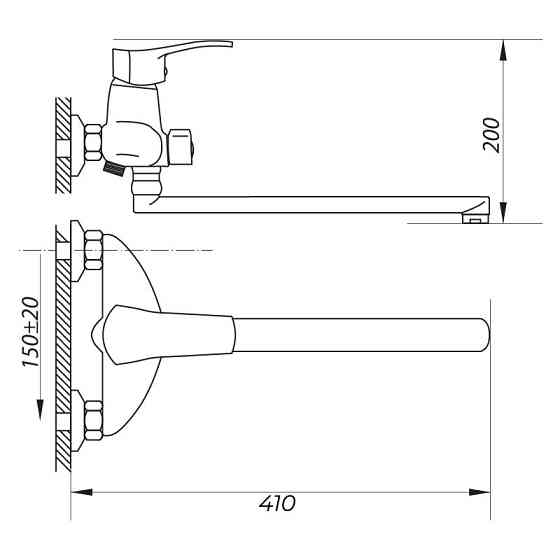 Смеситель для ванны Zerix NHK 181 с удобным переключателем Харьков