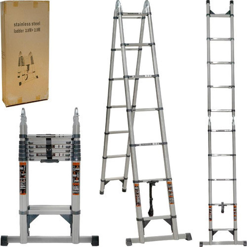 Лестница телескопическая 2.9м+2.9м, складная стремянка, нержавеющая сталь Киев - изображение 5