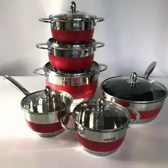 Набор посуды Benson из нержавеющей стали 12 предметов (BN-294) Коломия