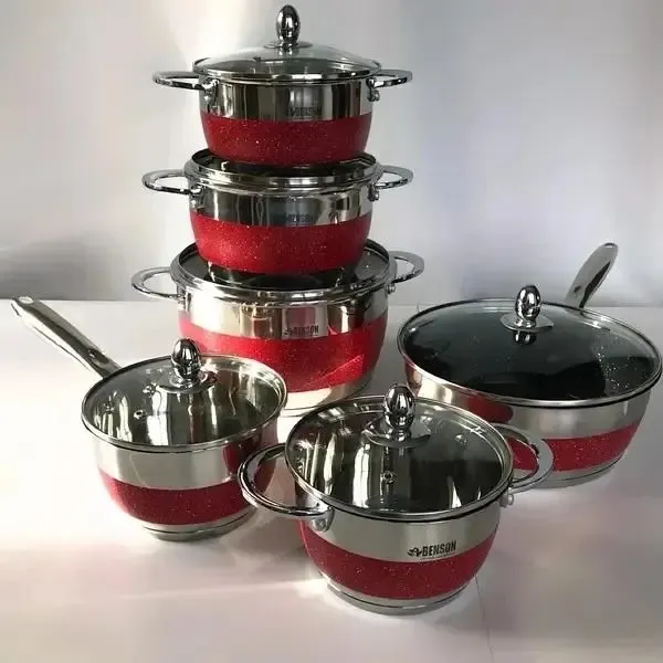 Набор посуды Benson из нержавеющей стали 12 предметов (BN-294) Коломия - фото 2