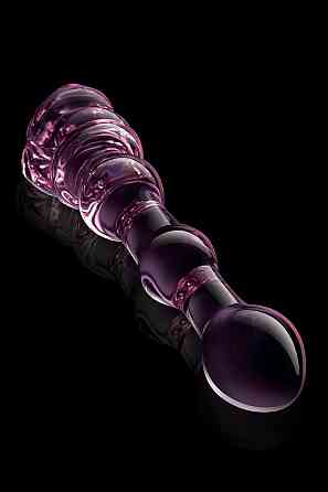 Скляний фалоімітатор Dream Toys Glaze Glass у формі бутона троянди з намистинами, рожевий Sex Aura Київ