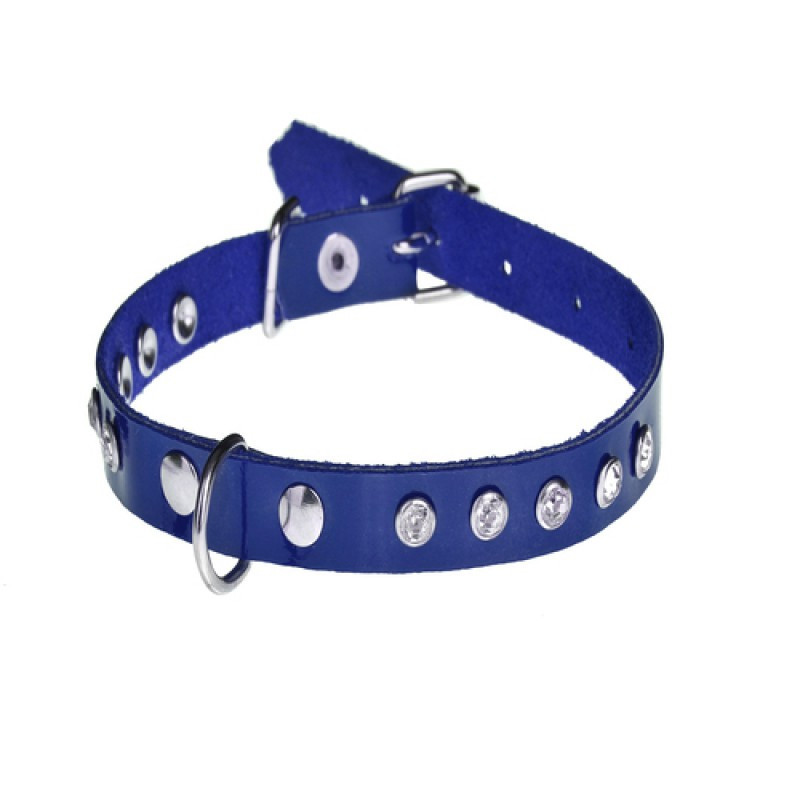 Нашийник 1315 12мм "Елегант" прикрашений стразами Синій Вінниця - фото 1