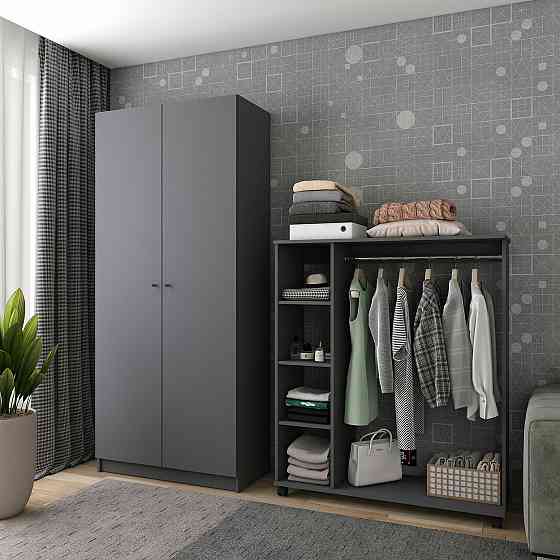 Шафа розпашна з полицями Doros Промо 90х48х204 см Графіт (DRS-011202) Львів