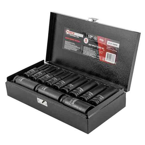 Набір головок ударних глибоких 1/2" 6 г 12 пр. (10, 12-19, 21, 22, 24 мм) у кейсі FORCEKRAFT FK-4127-5MPB Одеса