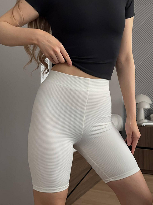 Женские базовые повседневные эластичные велосипедки Рубчик Нейлон Молочный, 44/46 Одесса - изображение 9