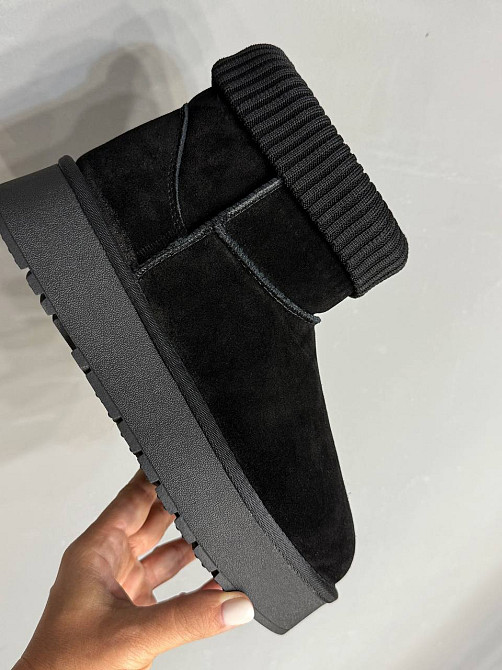 Угги женские Hengji 56-1 с манжетом носком на высокой подошве черные, 37, 24 см Киев - изображение 4