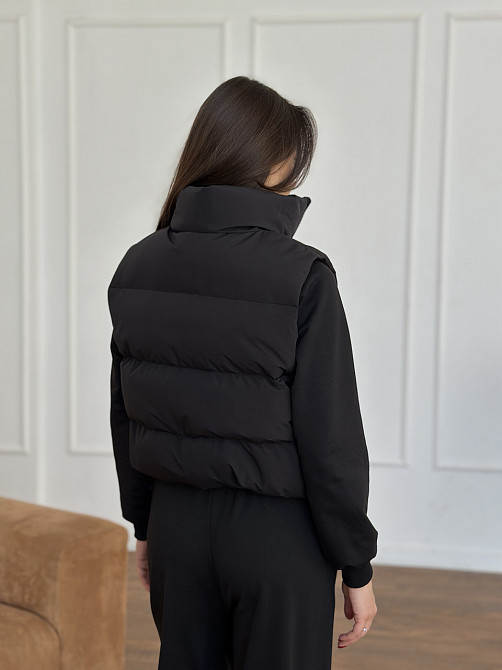 Жилетка черная женская укороченная Черный 42/44 Харьков - изображение 4