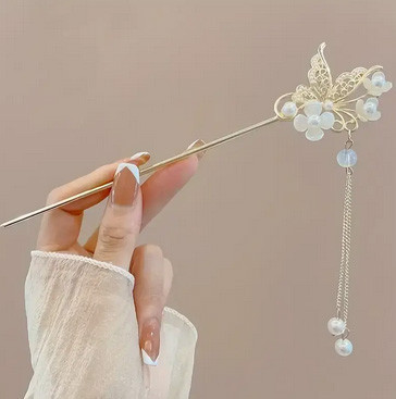 Заколка для волосся шпилька Метелик та квіти Київ - фото 1