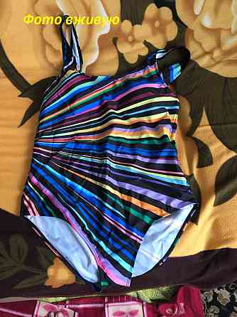 Купальник в полоску батал суцільний різнобарвний Київ