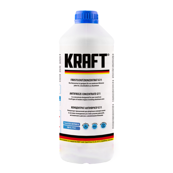 KRAFT G11 Blue — концентрат антифризу синій 1,5 л | Надійний захист системи охолодження | KF101 Ковель
