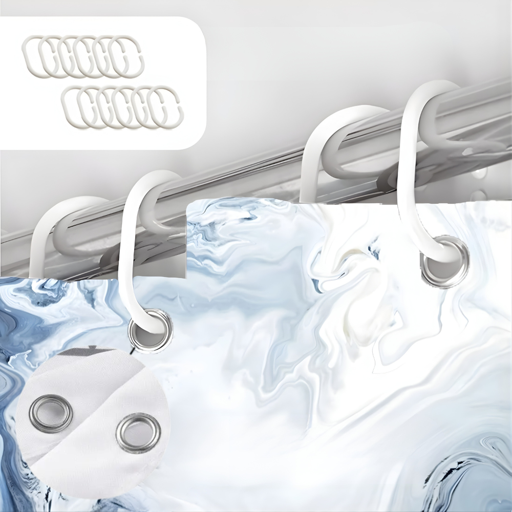 Шторка для ванны из полиэстера водонепроницаемая Bathlux 180x180 см с кольцами, занавеска для ванной комнаты Каменец-Подольский - изображение 2