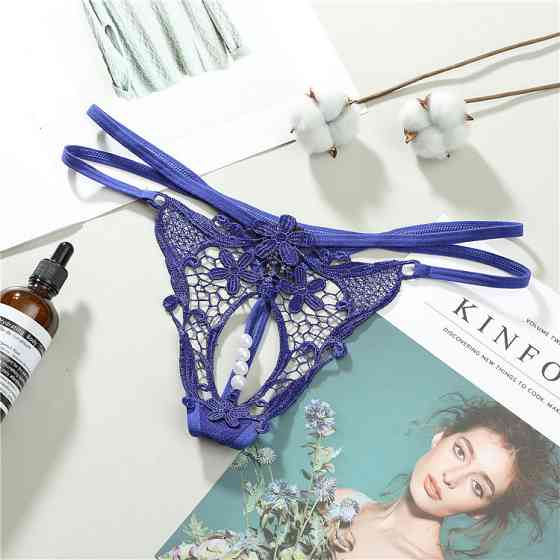 Труси з намистинами еротичні one size синій Київ