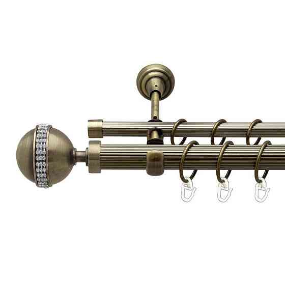 Карниз Orvit Авея металевий дворядний відкритий рифлена труба кільце металеве Антик 25\16 мм 300 см Львов