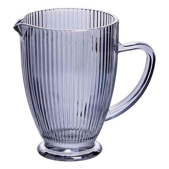 Глек для компоту 1.2 (л) лимонаду, мохіто, сангрії прозорий ребристий фігурний скляний 18.2 (см) Сірий HP-19-7118G Київ