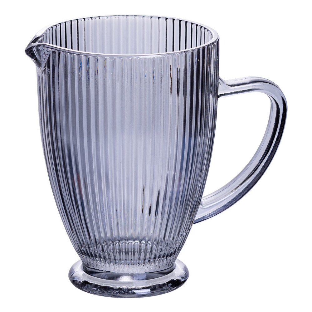 Глек для компоту 1.2 (л) лимонаду, мохіто, сангрії прозорий ребристий фігурний скляний 18.2 (см) Сірий HP-19-7118G Київ - фото 1