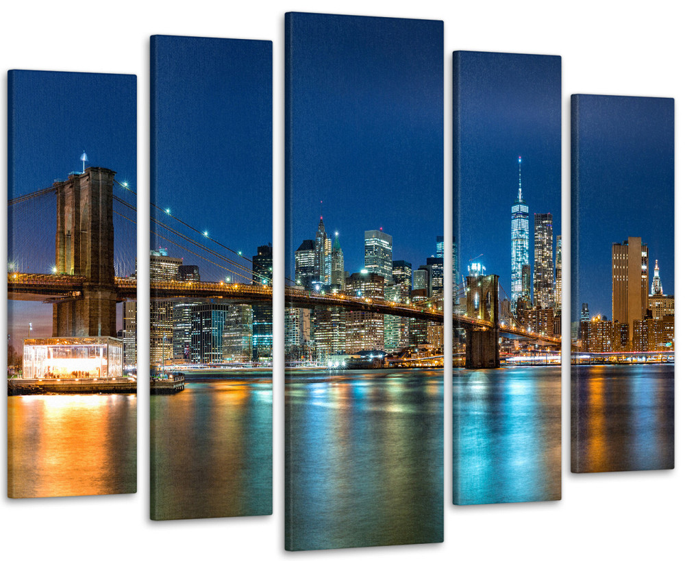Модульная картина Ночной Ню-Йорк Мост Art-312_5 ( 80х118см ) 110x160 см Киев - изображение 1