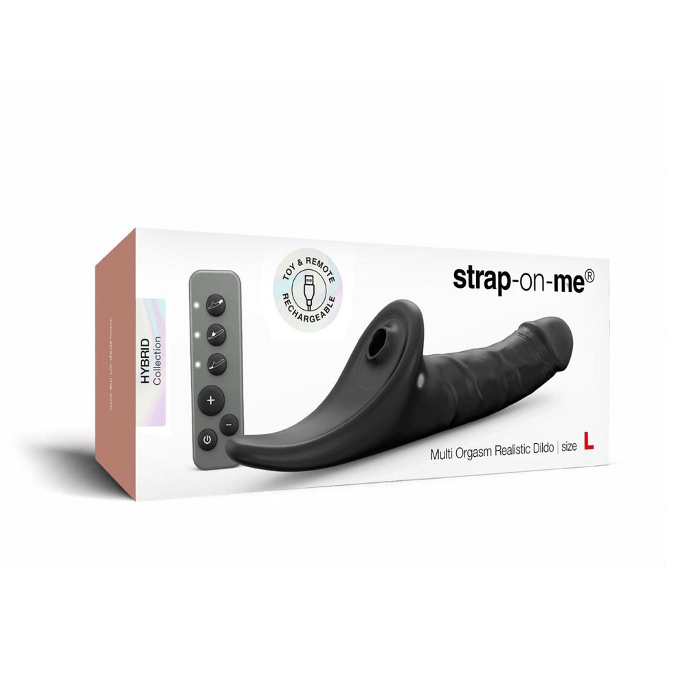 Вибронасадка для страпона с вакуумной стимуляцией Strap-On-Me Multi Orgasm Realistic Dildo L Black Sex Aura Киев - изображение 7