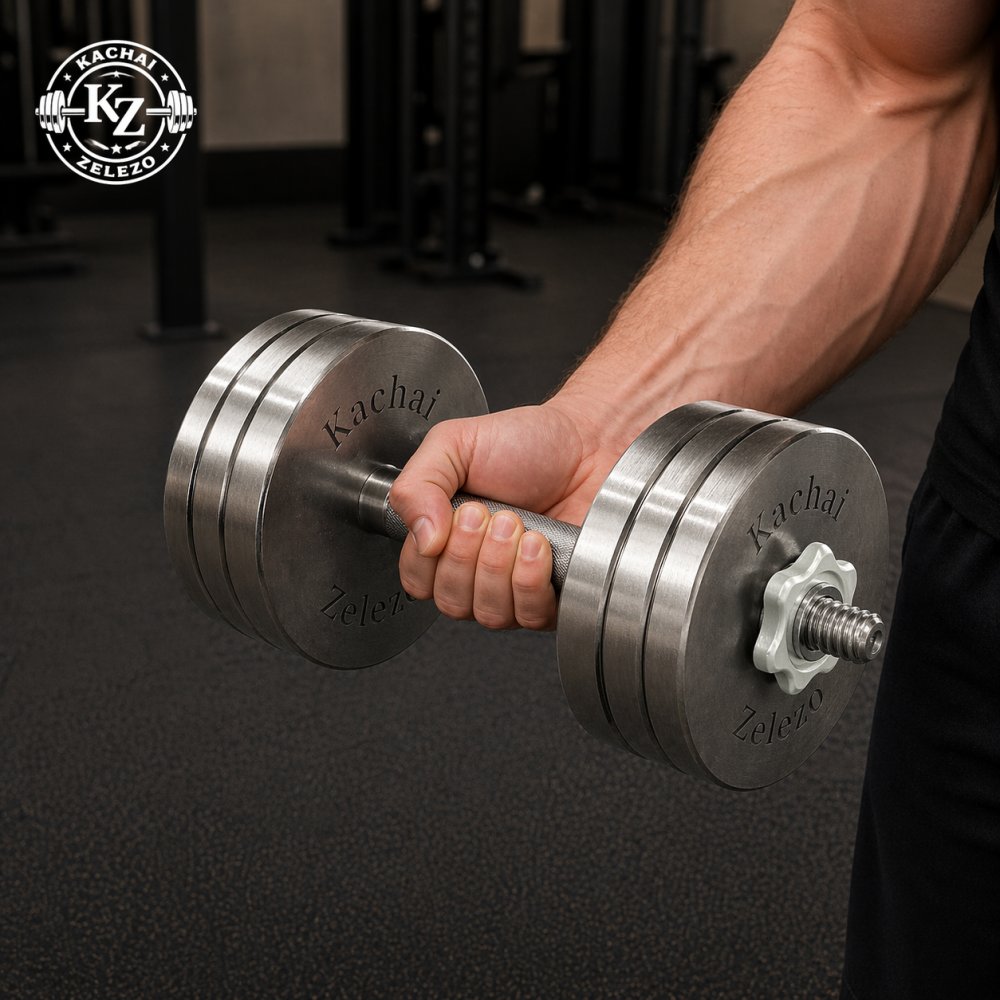 Гантели наборные 2 по 20 кг металлические без покрытия Kachai Zelezo Iron Pro Киев - изображение 3