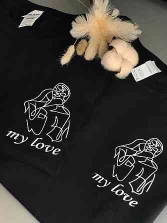 Парні футболки для хлопця та дівчини з абстрактним принтом MY LOVE Чернівці