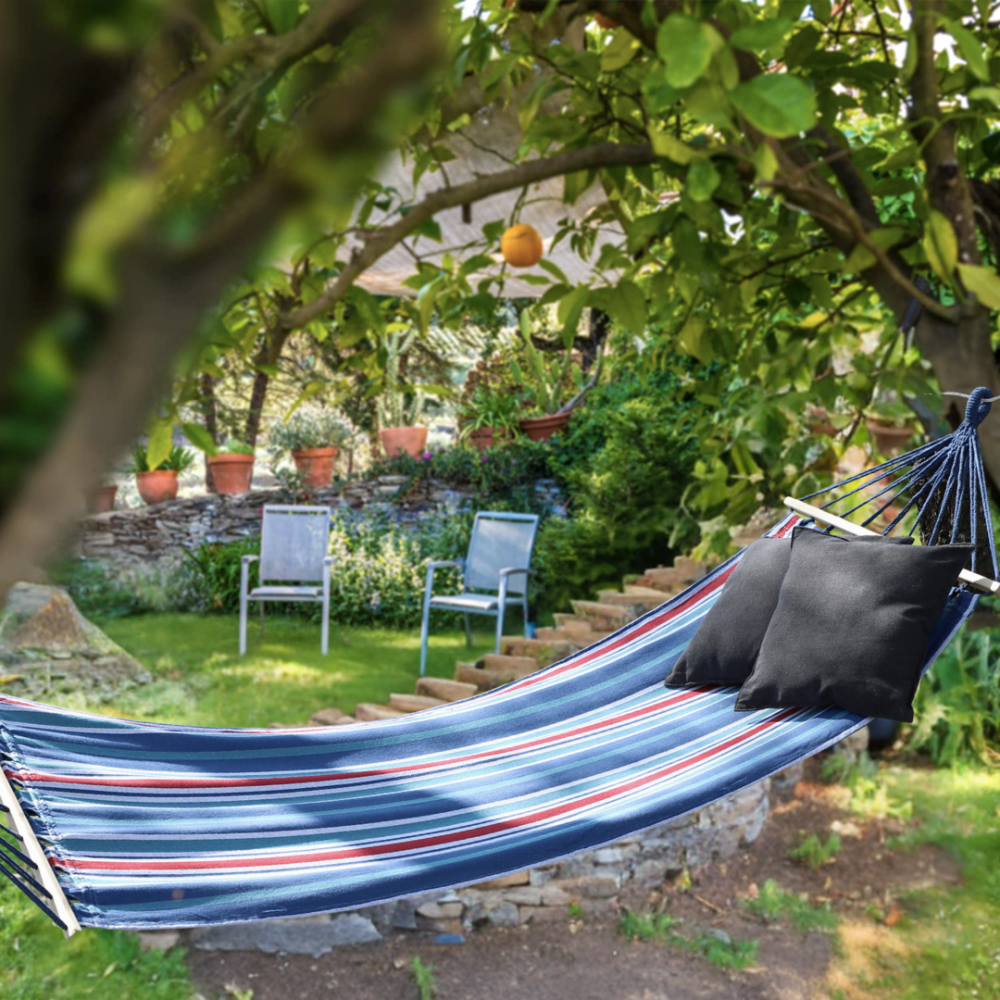 Гамак гавайський Jumi Garden тканинний з планкою синій із червоним Киев - изображение 6