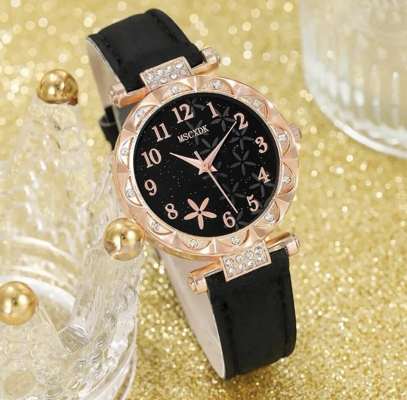 Подарочный набор для женщин: 1наручные часы 1ожерелье 4серьги-гвоздики 2кольца и 2заколки без коробки золотой Киев - изображение 3