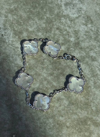 Van Cleef набір 3 предмети — сережки, підвіска, браслет / натуральний перламутр, біле золото Одеса