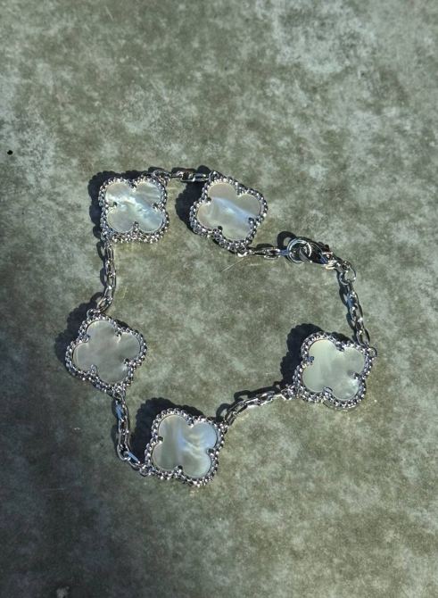 Van Cleef набор 3 предмета - сережки, подвеска, браслет / натуральний перламутр / белое золото Одесса - изображение 4