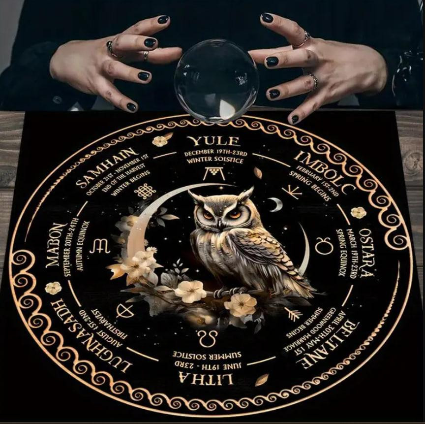 Вівтарна скатертина з совою і місяцем – магічне Колесо року 49×49 см Київ - фото 4