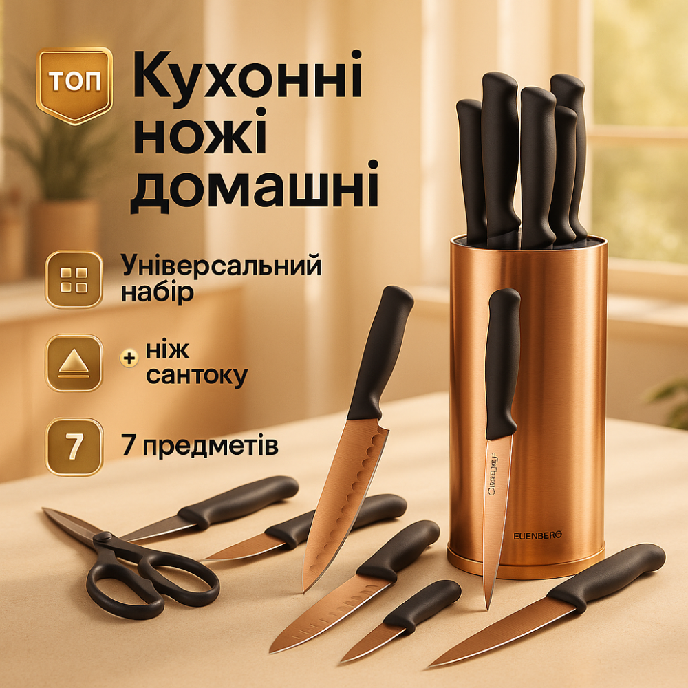 Ножи кухонные из нержавеющей стали, Бюджетные кухонные ножи, Набор ножей для кулинарных задач JC-81 Львов - изображение 9