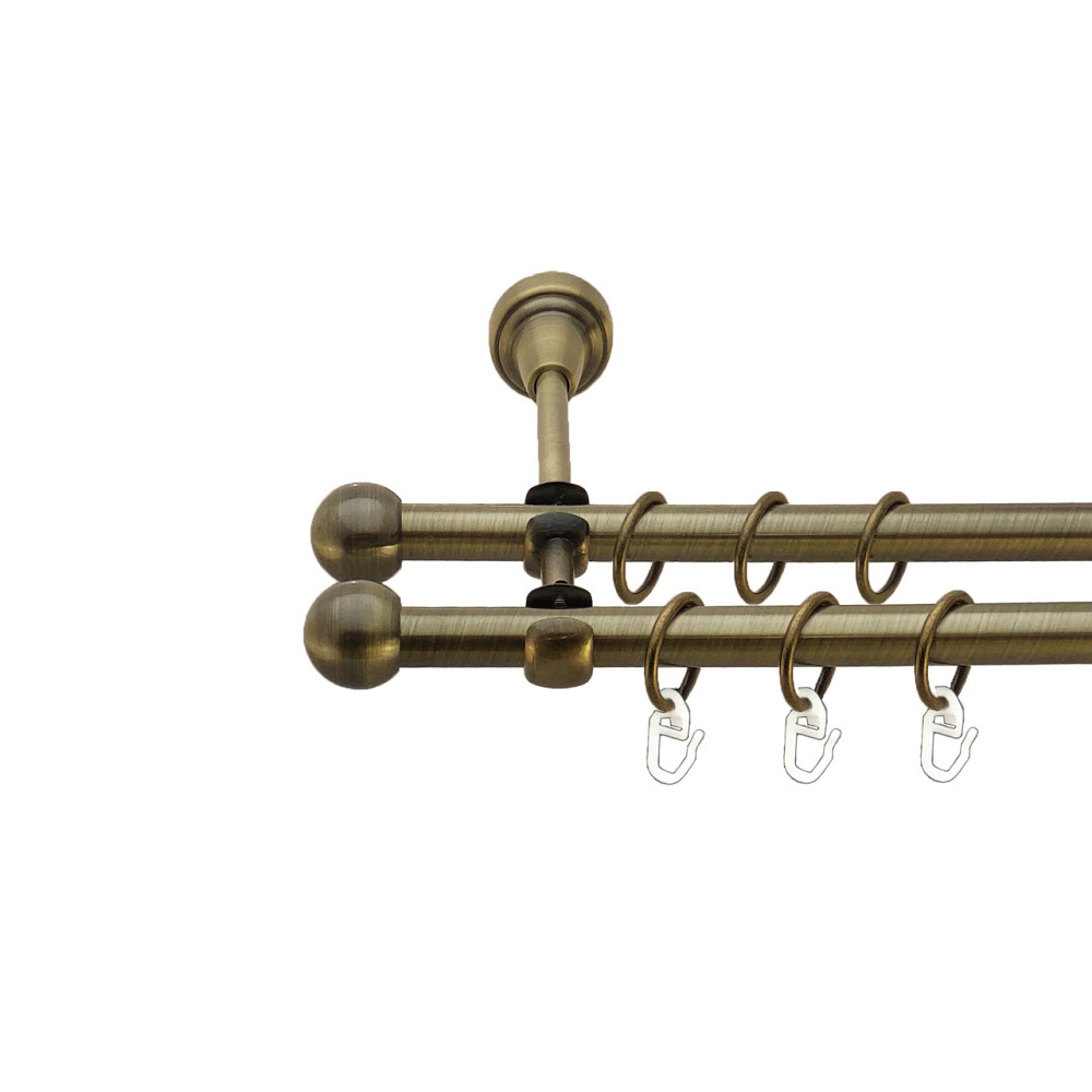 Карниз Orvit Куля Болонь металевий дворядний відкритий Антик 16\16 мм 160 см (7318546) Львов - изображение 1