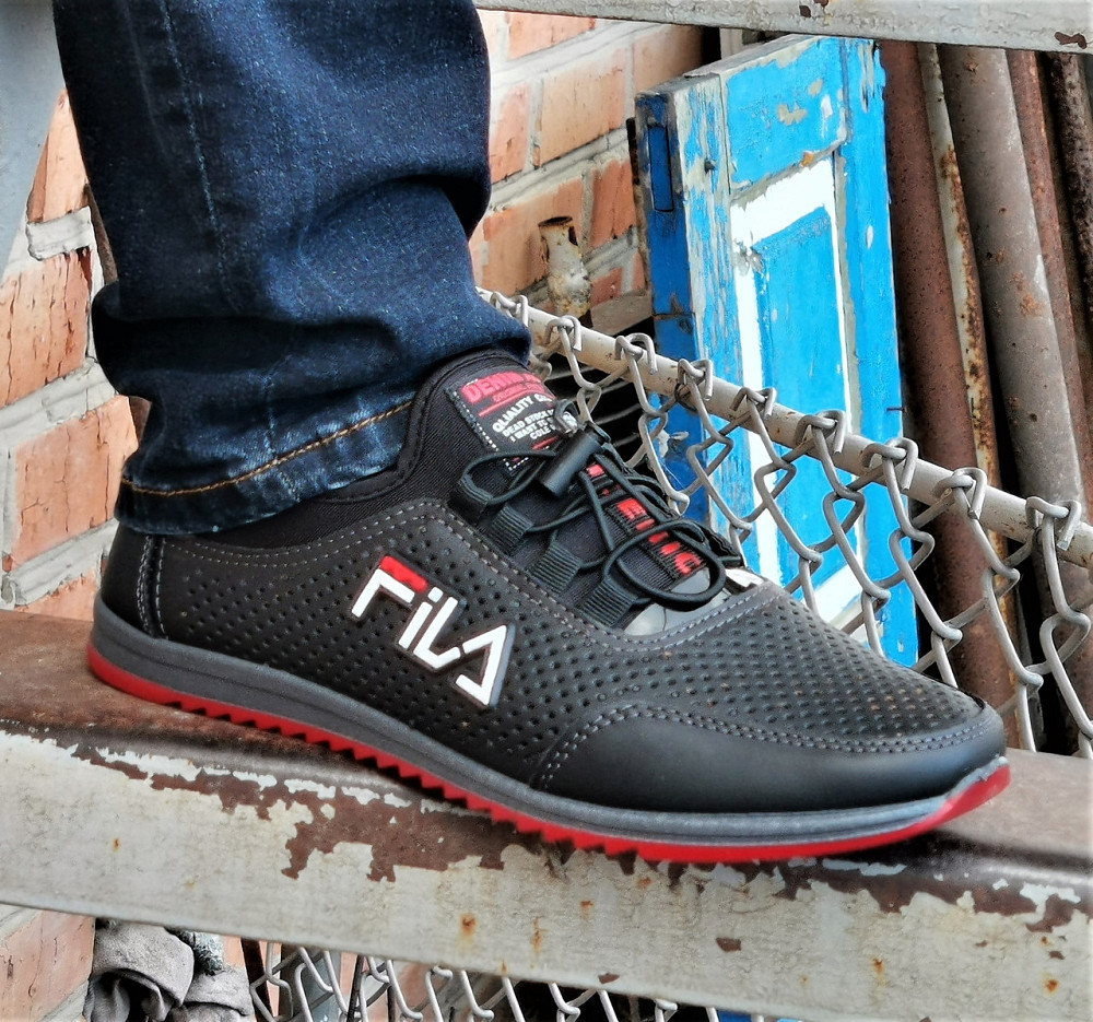 Мужские Мокасины Кроссовки FILA Черные с Перфорацией Туфли (размеры: 40,41,42,43,45) Видео Обзор - 17-2 Днепр - изображение 8