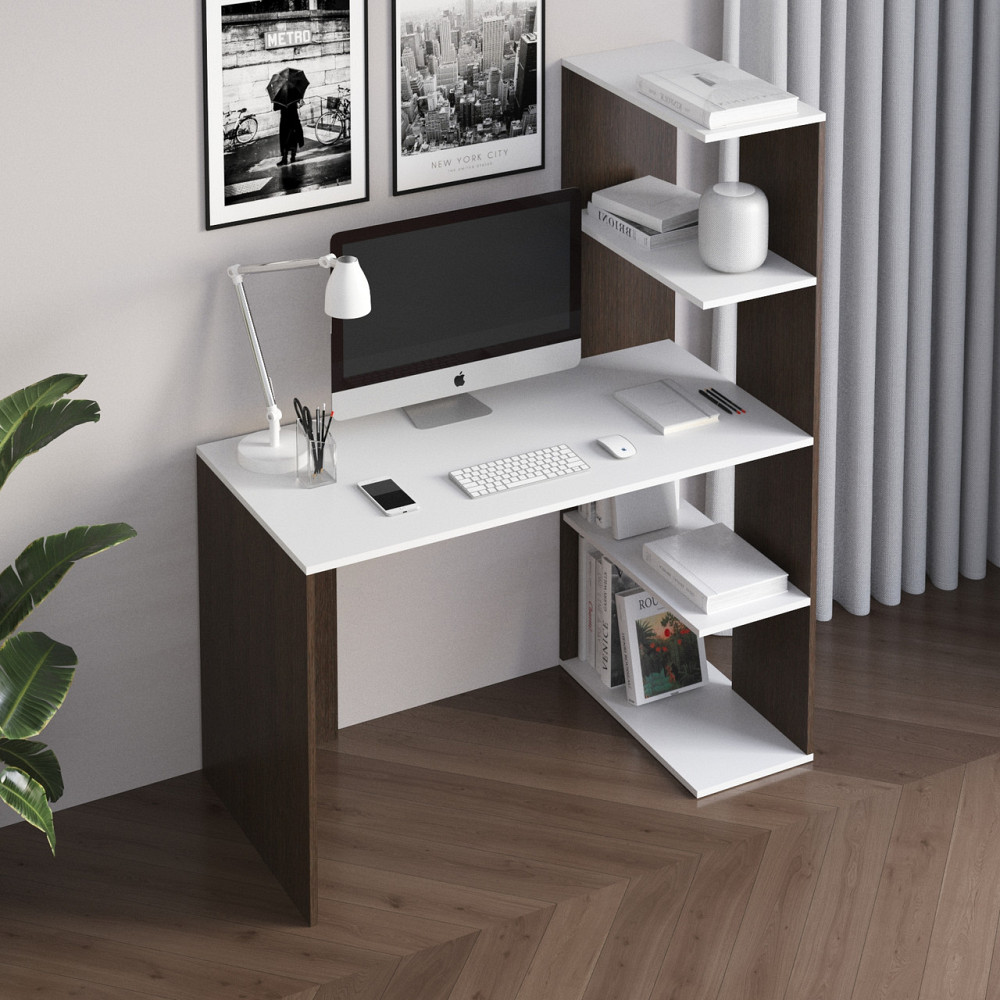 Комп’ютерний стіл VAYS M-17, письмовий з боковим стелажем зправа, ЛДСП, 120×60×148 см - для дому, навчання, офісу Львів - фото 3