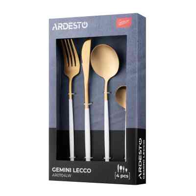Набор столовых приборов Ardesto Gemini Lecco, 4 прибори, нержавіюча сталь, золотисто-білий (AR0704LW) Винница