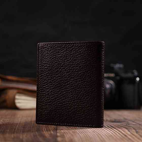 Стильный мужской бумажник небольшого размера из натуральной кожи Коричневый (BOND) Киев