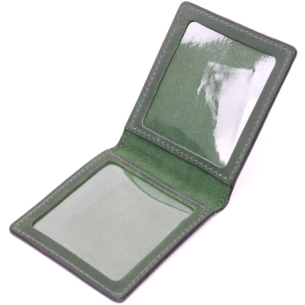 Качественная кожаная обложка на удостоверение участника боевых действий GRANDE PELLE 11664 Зеленый Киев - изображение 3