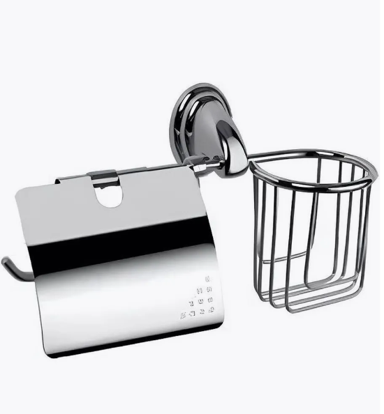 Тримач для туалетной бумаги настенный металлический с крышкой и корзиной Zerix LR1503-1 (LL1494) Черновцы - изображение 2