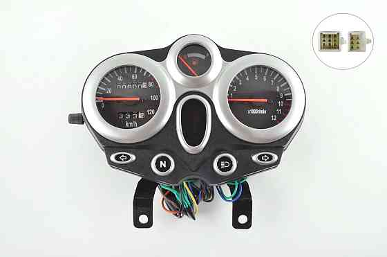 Панель приладів (у зборі), мотоцикл Ліфан 125/150 (120км/ч, чорно-срібна, кругла, тахометр) (mod:MY-013) Мукачево